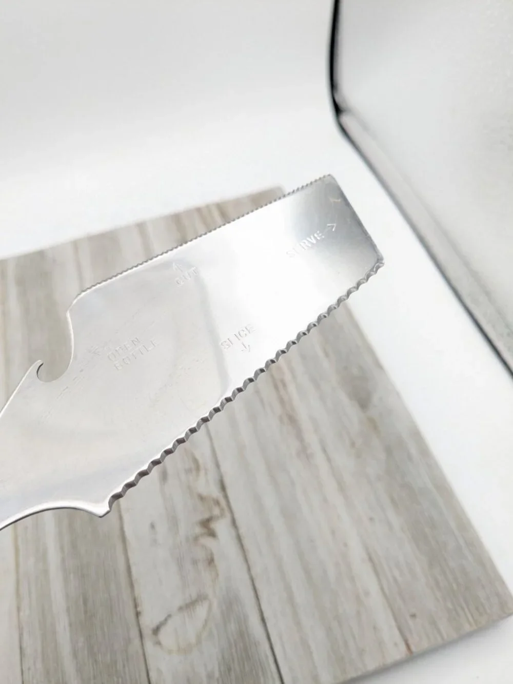Stainless Steel Cake Pie Spatula Server Bottle Opener Cutter Slicer Japan Wood